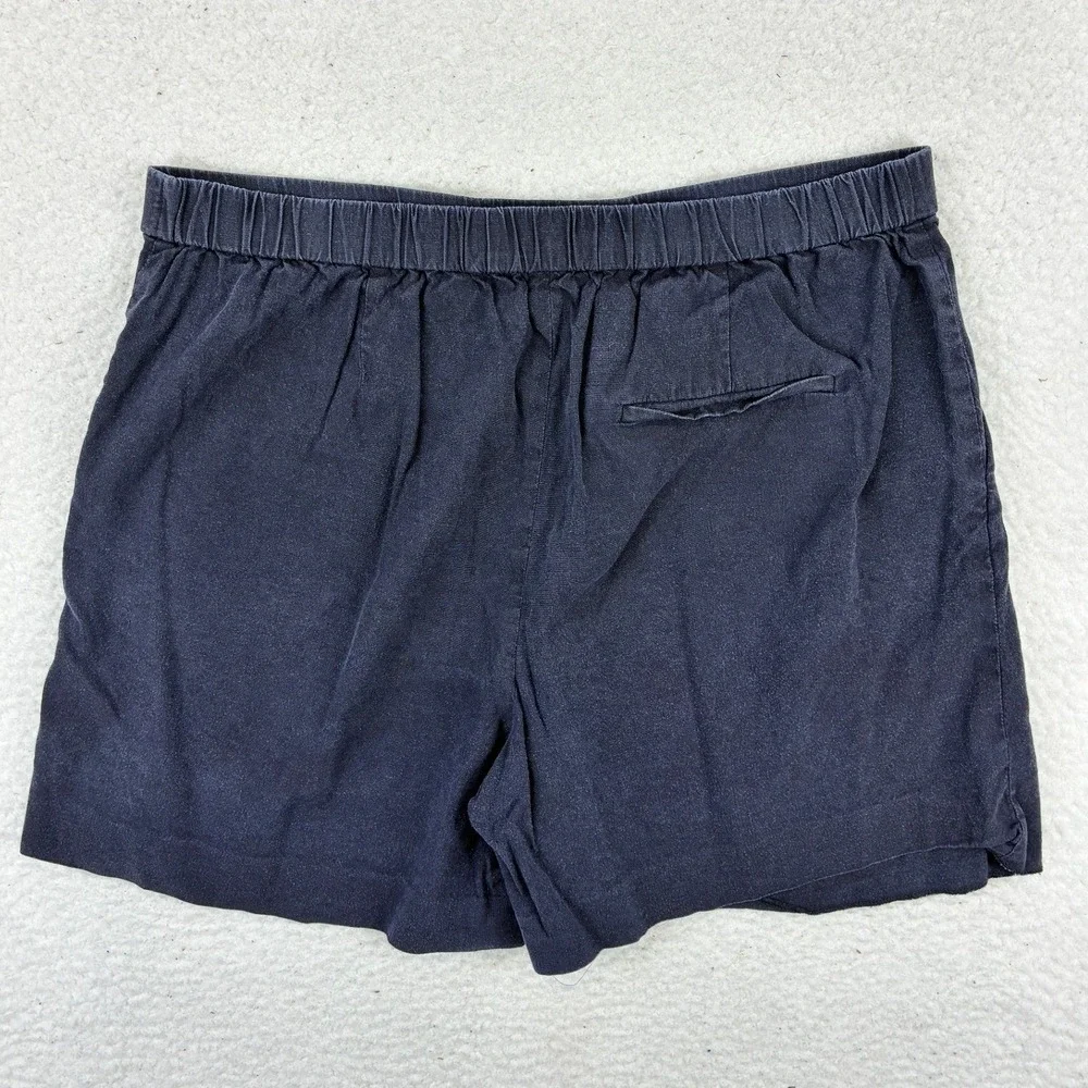 Theory Linen Shorts Pull On Women's 10 Navy Yellow Casual Summer Lot 2 Flaw - Picture 12 of 16